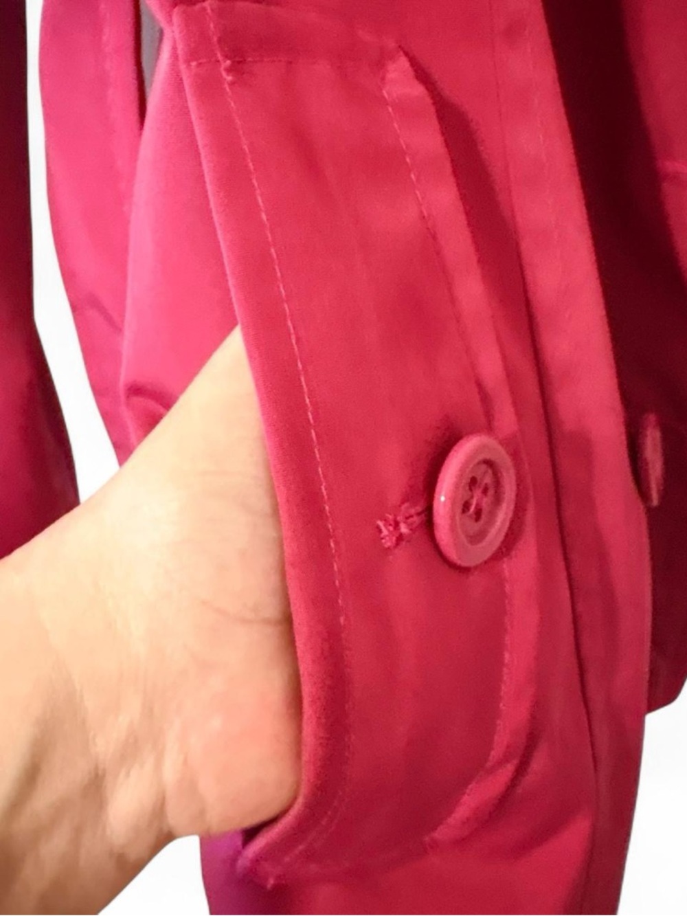 London Fog Hot Pink Double-Breasted Trench Coat with Belt - Picture 4 of 7
